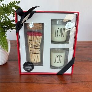 Rae Dunn Peace Love Joy Candle Set - White with Black Accents